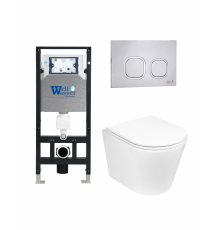 Комплект 3 в 1 инсталляция WeltWasser WW Amberg 506 +  Подвесной унитаз WeltWasser Salzbach 004 GL-WT +  Клавиша смыва WeltWasser WW Amberg RD-MT в современном стиле