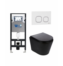 Комплект 3 в 1 инсталляция WeltWasser WW Amberg 506 +  Подвесной унитаз WeltWasser Salzbach 004 MT-BL +  Клавиша смыва WeltWasser WW Amberg RD-WT в современном стиле