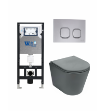 Комплект 3 в 1 инсталляция WeltWasser WW Amberg 506 +  Подвесной унитаз WeltWasser Salzbach 004 MT-GR +  Клавиша смыва WeltWasser WW Amberg RD-CR в современном стиле