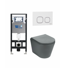 Комплект 3 в 1 инсталляция WeltWasser WW Amberg 506 +  Подвесной унитаз WeltWasser Salzbach 004 MT-GR +  Клавиша смыва WeltWasser WW Amberg RD-WT в современном стиле