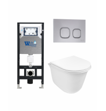 Комплект 3 в 1 инсталляция WeltWasser WW Amberg 506 +  Подвесной унитаз WeltWasser Telbach 004 GL-WT +  Клавиша смыва WeltWasser WW Amberg RD-CR в современном стиле