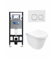 Комплект 3 в 1 инсталляция WeltWasser WW Amberg 506 +  Подвесной унитаз WeltWasser Telbach 004 GL-WT +  Клавиша смыва WeltWasser WW Amberg RD-WT в современном стиле