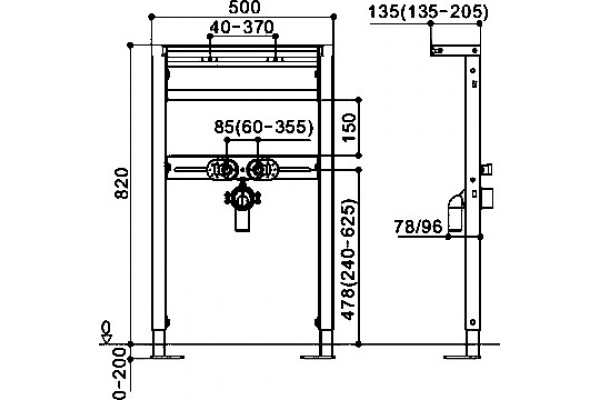 Система инсталляции для раковин Weltwasser WW Amberg 500 RA 50x20.5x122 см