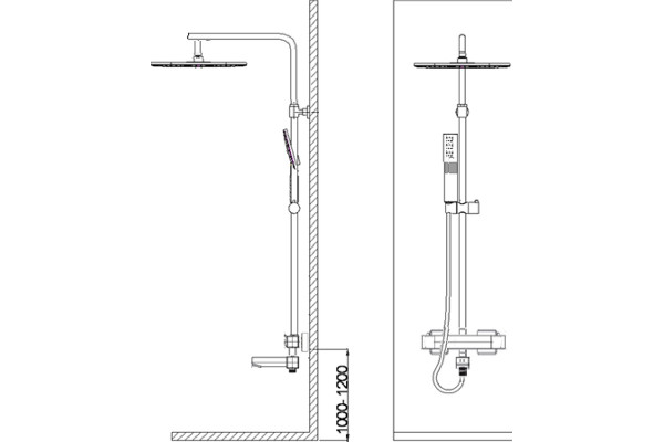 Душевая стойка Weltwasser WW TS 5280 хром штанга 56 см, шланг 150 см