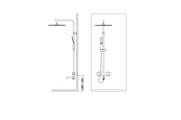 Душевая стойка WeltWasser WW TS 4244 с термостатом, хром, штанга 154 см