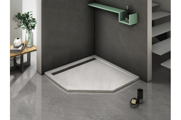 Поддон для душа из искусственного камня WeltWasser WW TRP 90 STONE-WT 90x90 белый пятиугольный,  в современном стиле