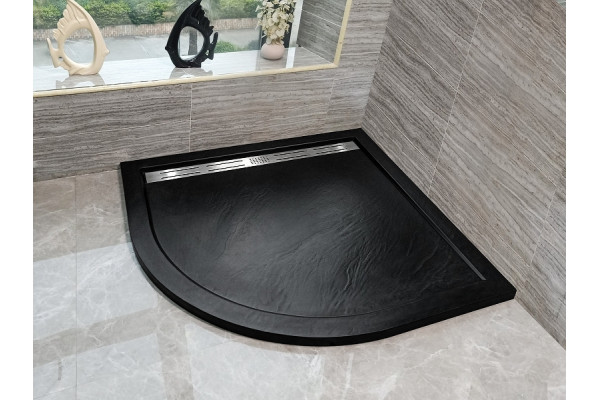 Поддон для душа из искусственного камня WeltWasser WW TRR 100 STONE-BL 100x100 черный  четверть круга,  в современном стиле