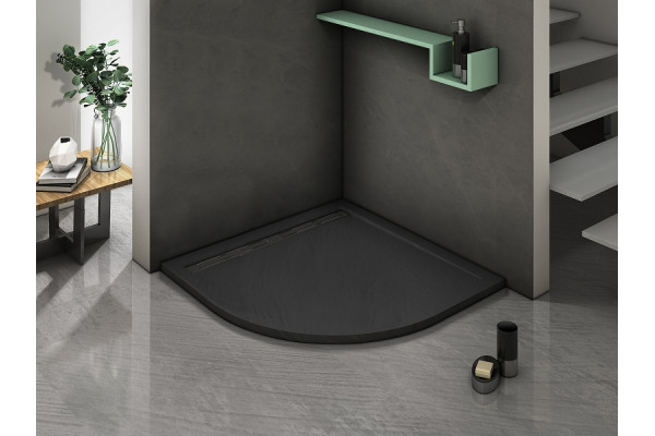 Поддон для душа из искусственного камня WeltWasser WW TRR 100 STONE-BL 100x100 черный  четверть круга,  в современном стиле