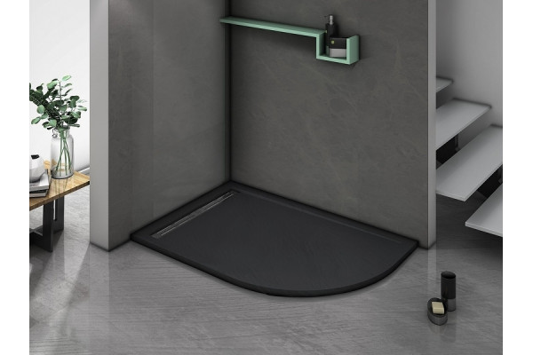 Поддон для душа из искусственного камня WeltWasser WW TRR 12080 STONE-BL L 120x80 черный прямоугольный-асимметричный, левый