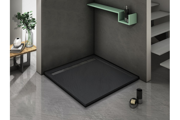 Поддон для душа из искусственного камня WeltWasser WW TRS 90 STONE-BL 90x90 черный квадратный,  в современном стиле