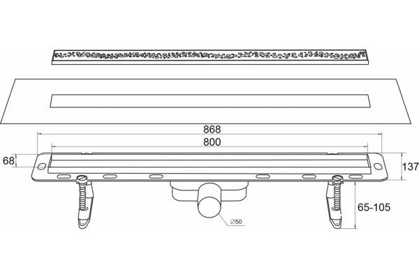 Душевой лоток Winkiel Ekoline Perle WDO-800-03-4402 хром, в пол около стены