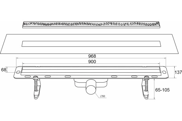 Душевой лоток Winkiel Ekoline Perle WDO-900-03-4402 хром, в пол около стены