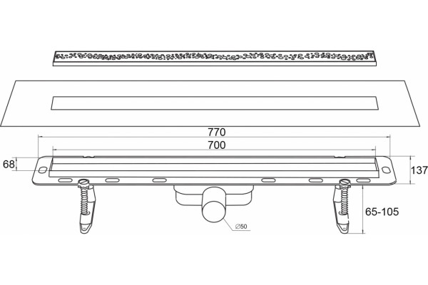 Душевой лоток Winkiel Ekoline Perle WDO-700-03-4402 хром, в пол около стены