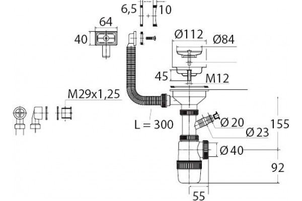 Сифон для мойки Wirquin Элит 30987089 белый