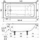 Чугунная ванна Wotte Line 150x70 прямоугольная, встраиваемая, объем 137 л.