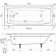 Чугунная ванна Wotte Forma 170x70 прямоугольная, встраиваемая, объем 195 л.