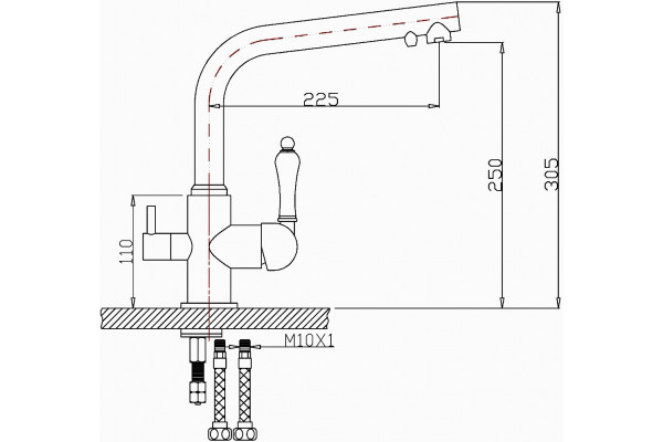Смеситель Zorg Clean Water ZR 313 YF-33 NICKEL для кухонной мойки однорычажный, серебро