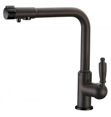 Смеситель Zorg Clean Water ZR 320 YF-33 черный металл для кухонной мойки однорычажный, высота излива 26.5 см