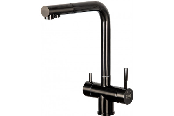 Смеситель Zorg Inox SZR-7039 GRAFIT для кухонной мойки, графит, однорычажный, черный
