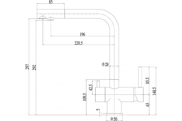Смеситель Zorg Inox SZR-7039 BR/GRAFIT для кухонной мойки, бронза, графит, однорычажный, высота излива 29.7 см