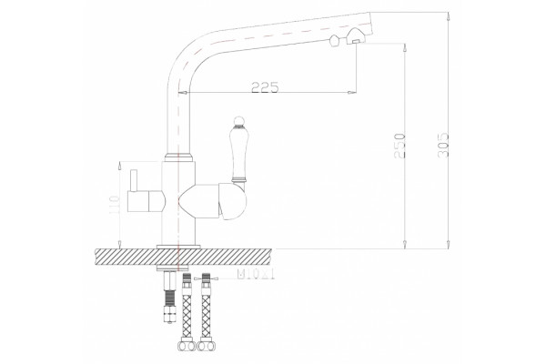 Смеситель Zorg Clean Water ZR 313 YF-33 черный металл для кухонной мойки однорычажный, высота излива 25 см