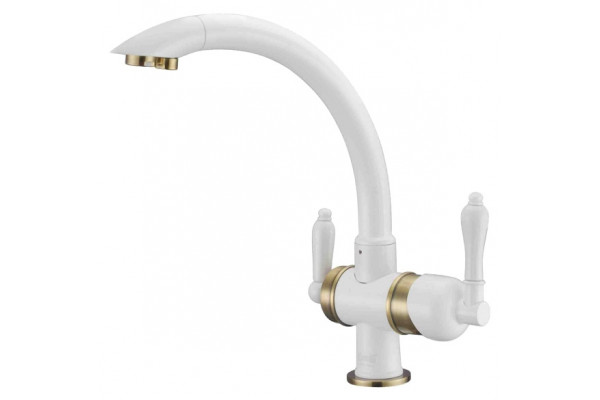 Смеситель Zorg Clean Water ZR 327 YF bronze white для кухонной мойки однорычажный, высота излива 27.5 см