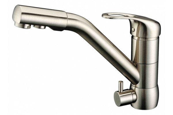 Смеситель Zorg Clean Water ZR 400 KF-12 nickel для кухонной мойки однорычажный, хром