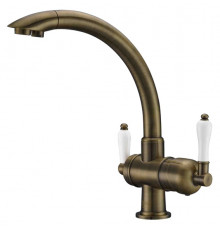 Смеситель Zorg Clean Water ZR 327 YF antique для кухонной мойки однорычажный, высота излива 27.5 см