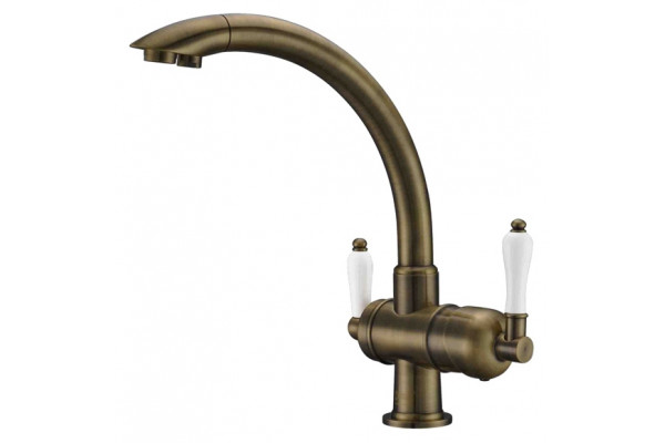 Смеситель Zorg Clean Water ZR 327 YF antique для кухонной мойки однорычажный, высота излива 27.5 см