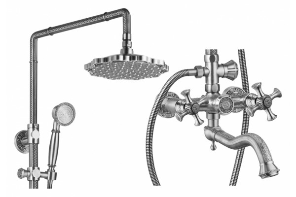 Душевая стойка Zorg Antic AZR 608 DS-3-6 SL цвет серебро, штанга 140.1 см