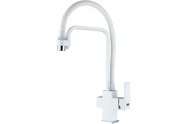 Смеситель Zorg Sanitary ZR 341-8 YF White для кухонной мойки однорычажный, белый