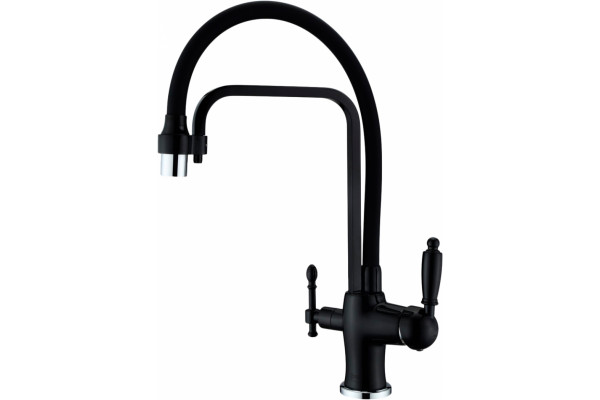 Смеситель Zorg Sanitary ZR 342-6 YF Black для кухонной мойки однорычажный, черный