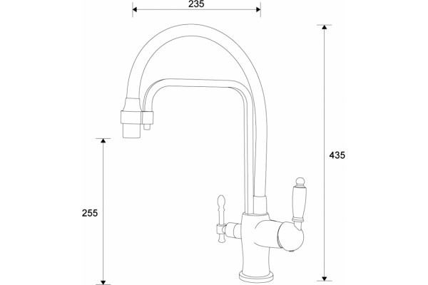 Смеситель Zorg Sanitary ZR 342-6 YF Black для кухонной мойки однорычажный, черный
