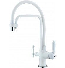 Смеситель Zorg Sanitary ZR 342-8 YF White для кухонной мойки однорычажный, белый