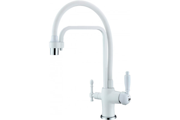 Смеситель Zorg Sanitary ZR 342-8 YF White для кухонной мойки однорычажный, белый