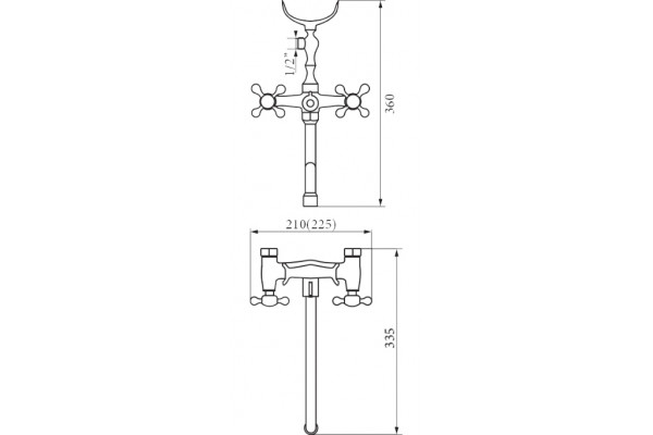 Смеситель Zorg Sanitary ZR 702 WD25-18 универсальный двухвентильный, хром