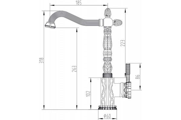 Смеситель Zorg Antic A 117K-BR для кухонной мойки однорычажный, бронза