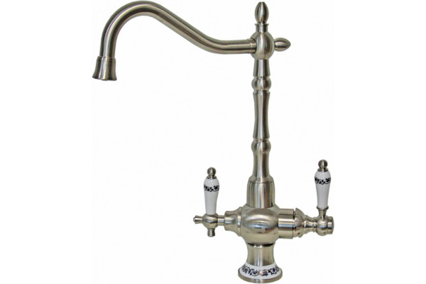Смеситель Zorg Sanitary ZR 336 YF-50 nickel для кухонной мойки однорычажный, высота излива 29.5 см