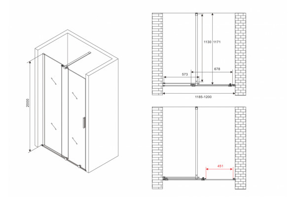 Душевая дверь ABBER Komfort AG90120