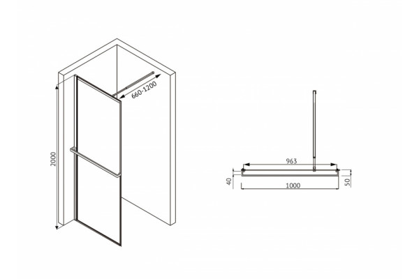 Душевая перегородка ABBER Immer Offen AG60100B8