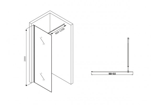 Душевая перегородка ABBER Immer Offen AG61090