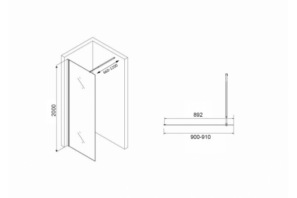 Душевая перегородка ABBER Immer Offen AG61091R8