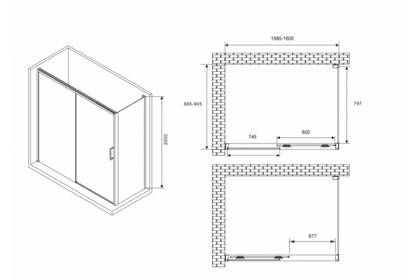 Душевой уголок ABBER Komfort AG93160B-S92B