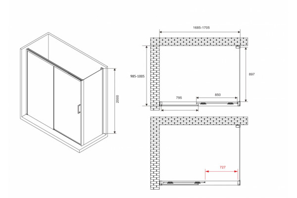 Душевой уголок ABBER Komfort AG93170B-S102B