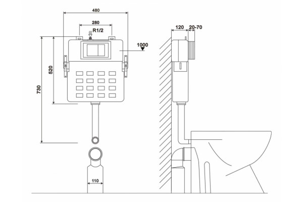 Инсталляция ABBER AC0104 для приставного унитаза