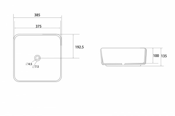 Раковина накладная ABBER Rechteck AC2211MB черная матовая