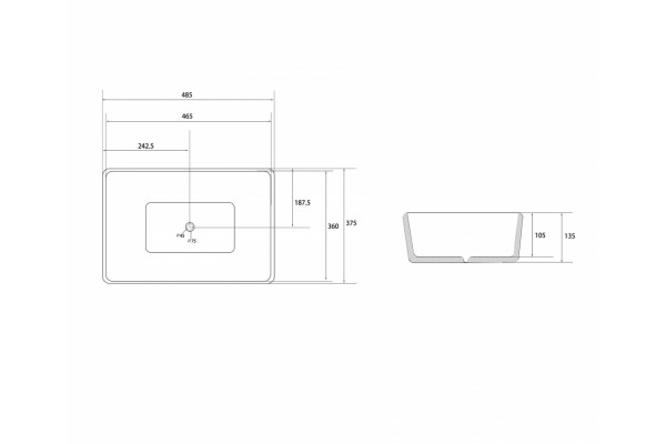Раковина накладная ABBER Rechteck AC2212 белая