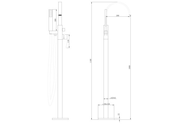Смеситель ABBER Wasserfall AF8615 напольный, хром