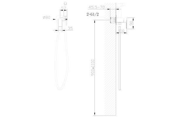 Смеситель ABBER Weiss Insel AF8025W с гигиеническим душем, белый