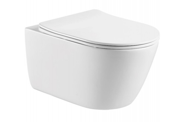 Подвесной унитаз Акватек Оберон с микролифтом AQ1363W-00, белый, овальный, 36x53.1 см